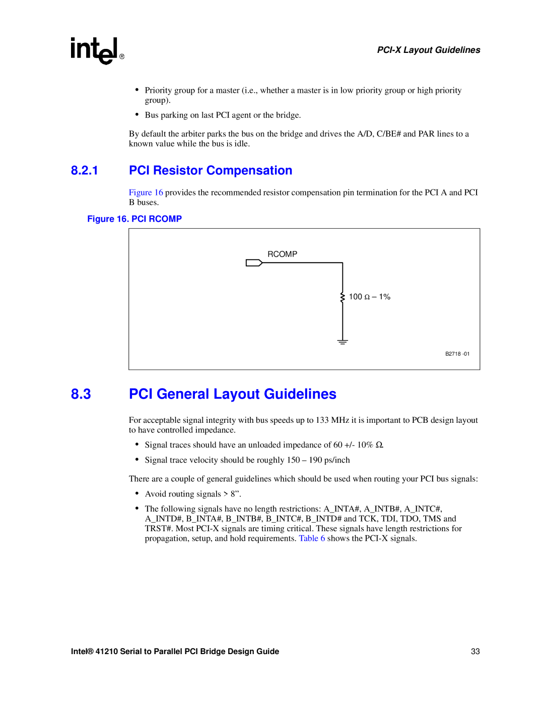 Intel 41210 manual PCI General Layout Guidelines, PCI Resistor Compensation 