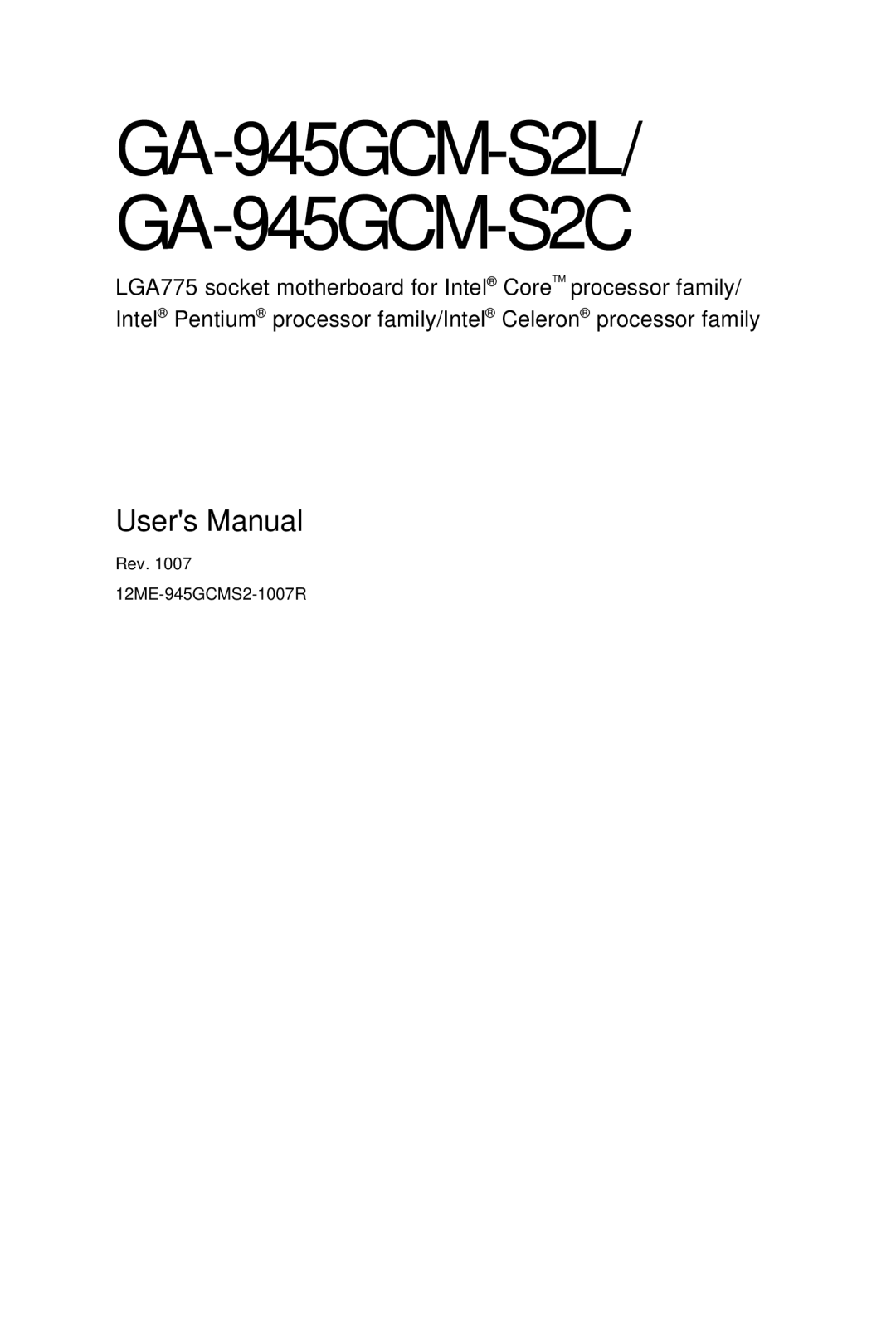 Intel 4112, 4127 user manual GA-945GCM-S2L/ GA-945GCM-S2C 