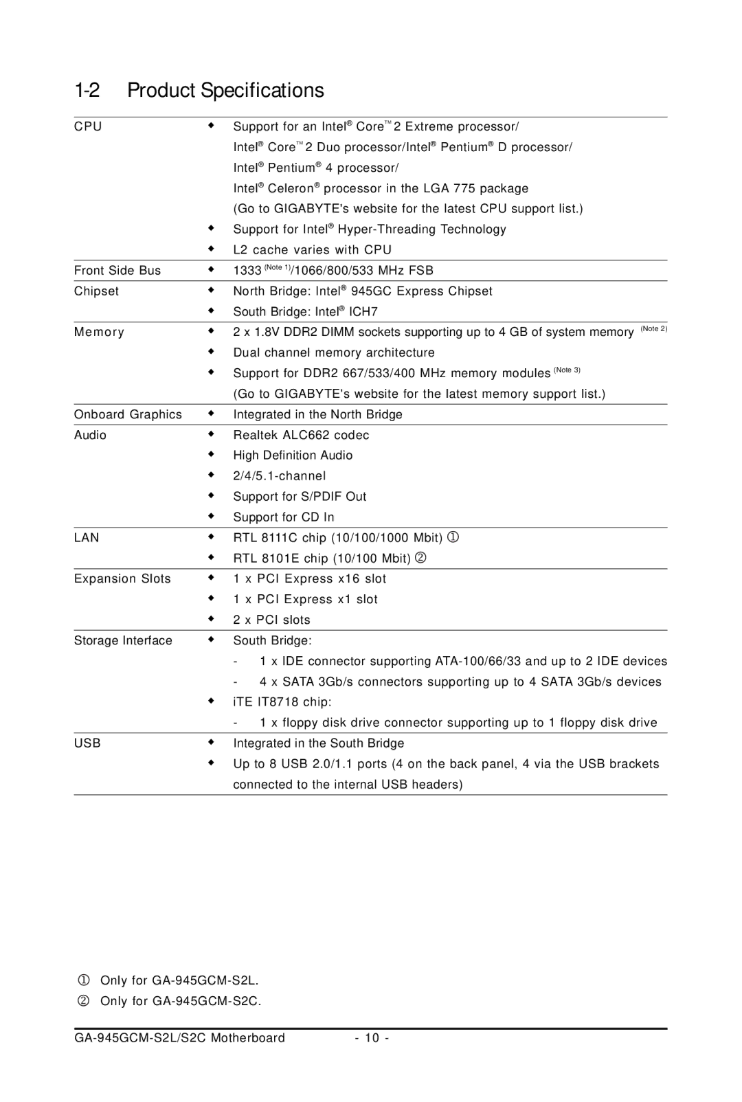 Intel 4127, 4112 user manual Product Specifications, Cpu 