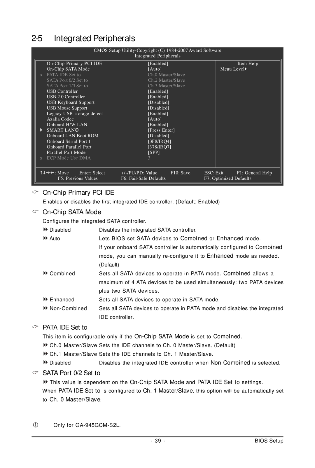 Intel 4112, 4127 user manual On-Chip Primary PCI IDE, On-Chip Sata Mode, Pata IDE Set to, Sata Port 0/2 Set to 