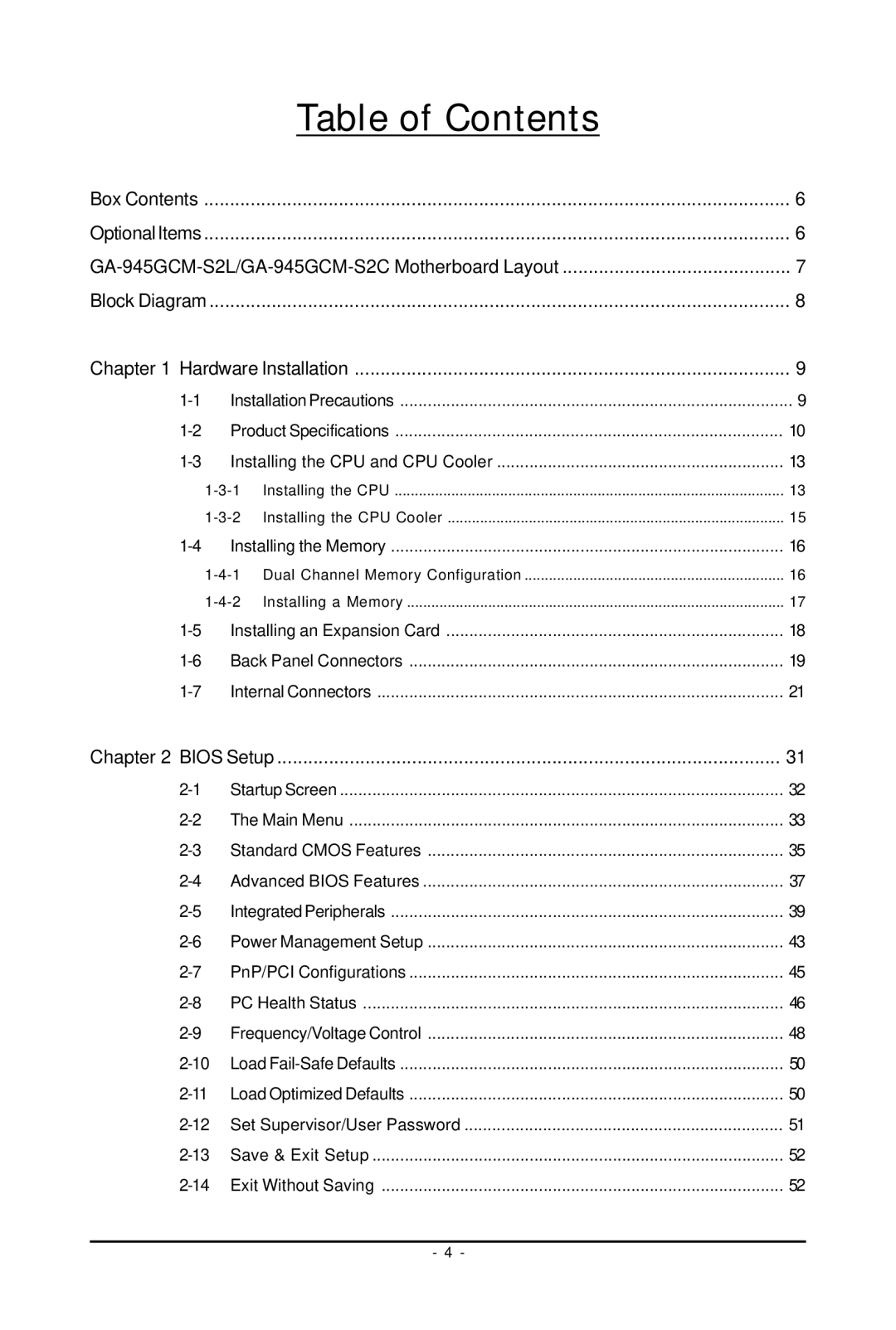 Intel 4127, 4112 user manual Table of Contents 