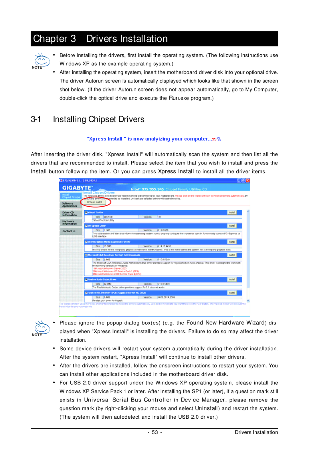 Intel 4112, 4127 user manual Drivers Installation, Installing Chipset Drivers 