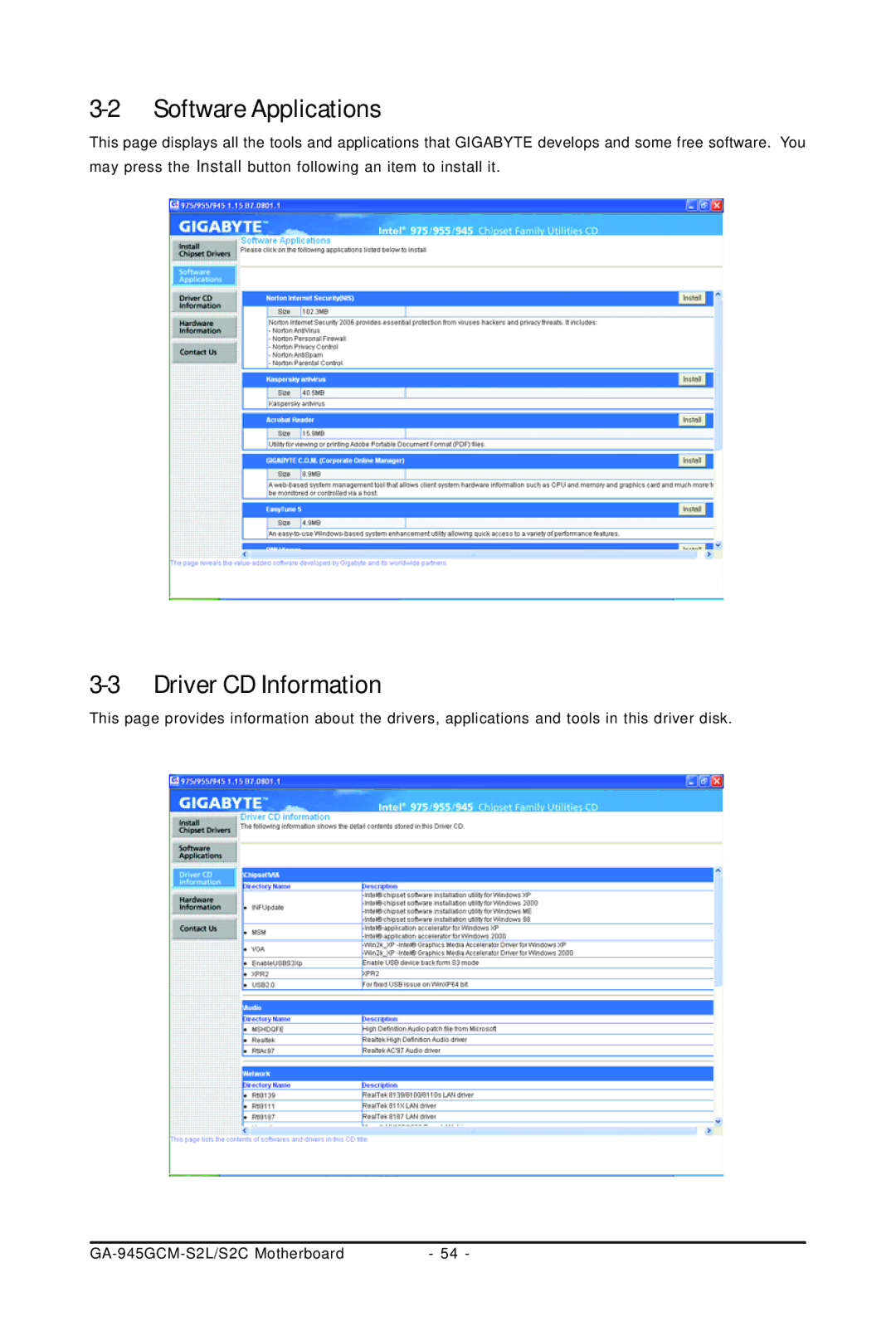 Intel 4127, 4112 user manual Software Applications, Driver CD Information 