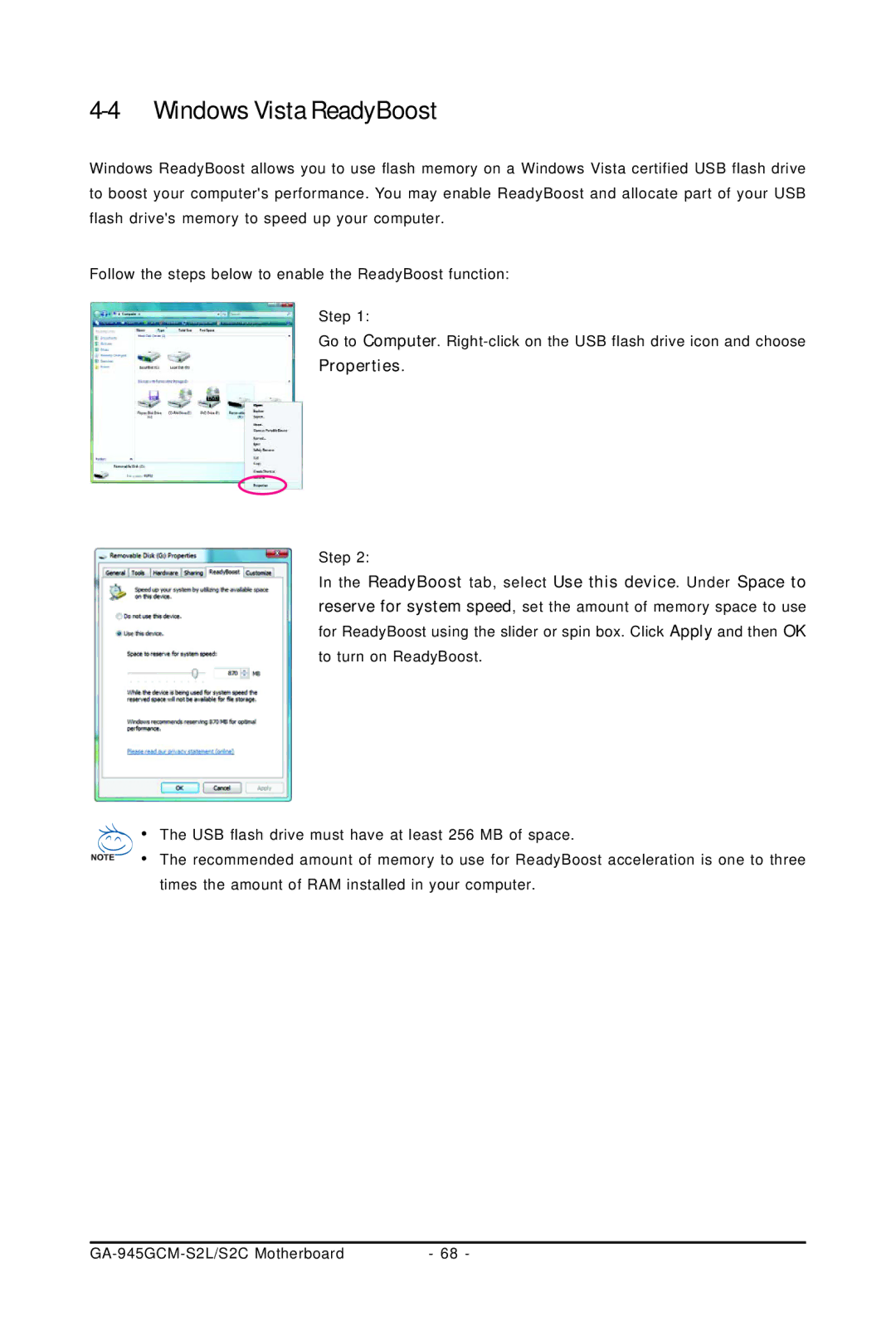 Intel 4127, 4112 user manual Windows Vista ReadyBoost 