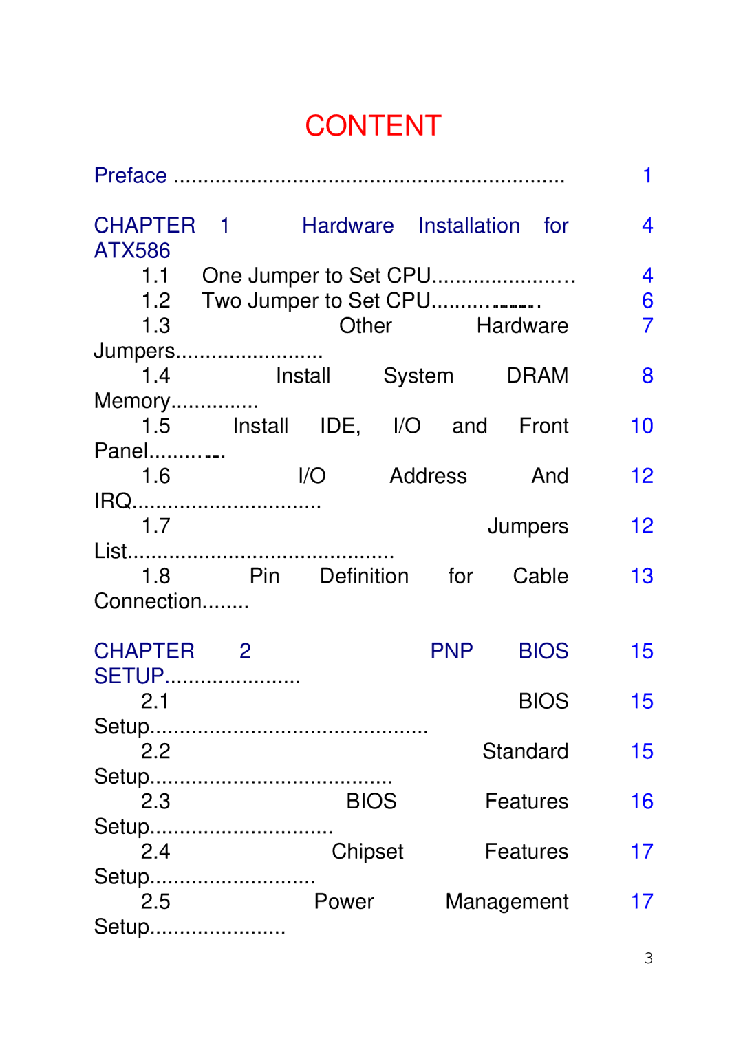 Intel 430TX user manual Content 