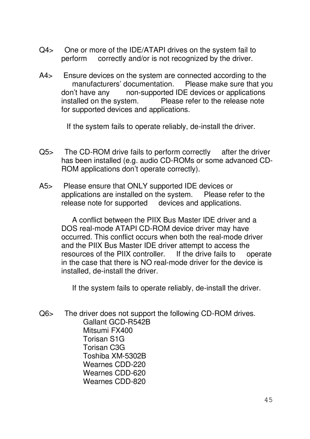 Intel 430TX user manual One or more of the IDE/ATAPI drives on the system fail to 