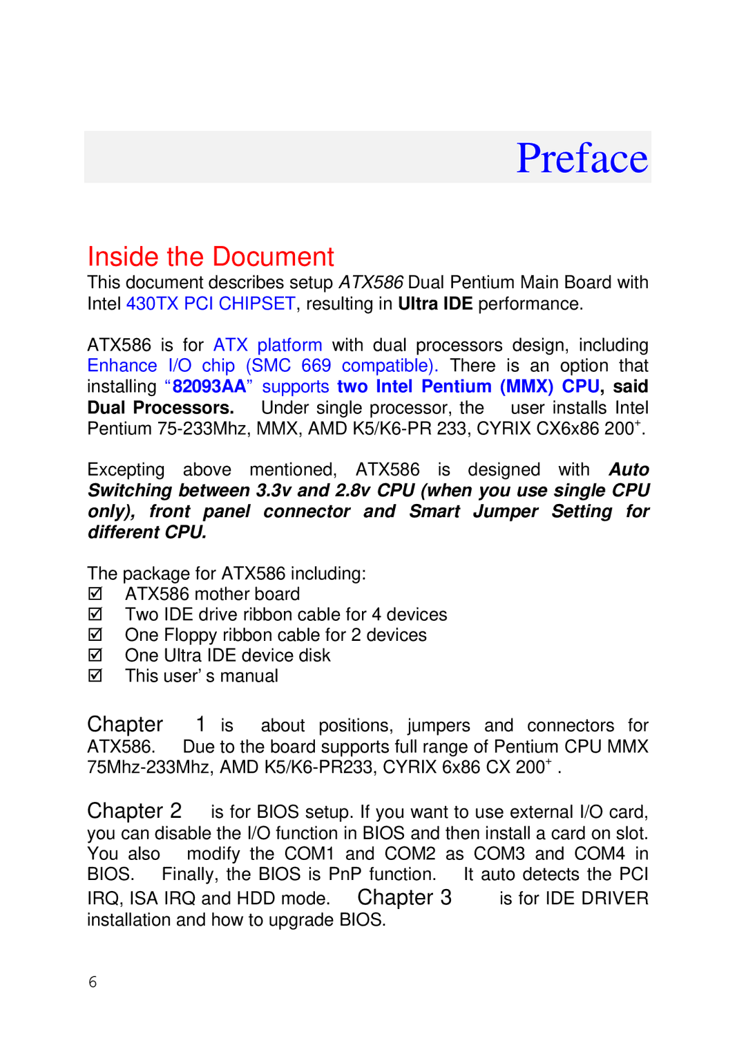 Intel 430TX user manual Preface 