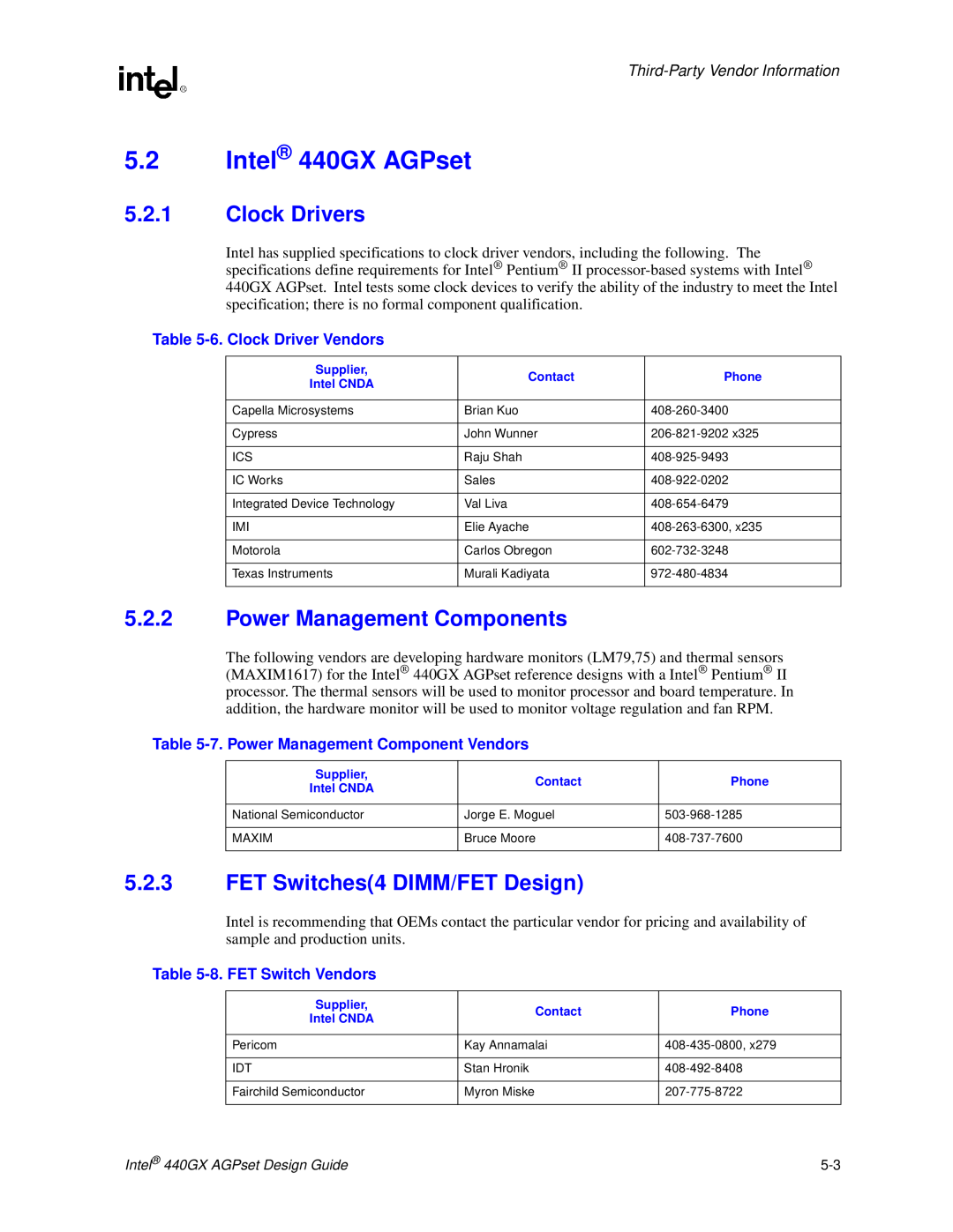 Intel manual Intel 440GX AGPset, Clock Drivers, Power Management Components, FET Switches4 DIMM/FET Design 