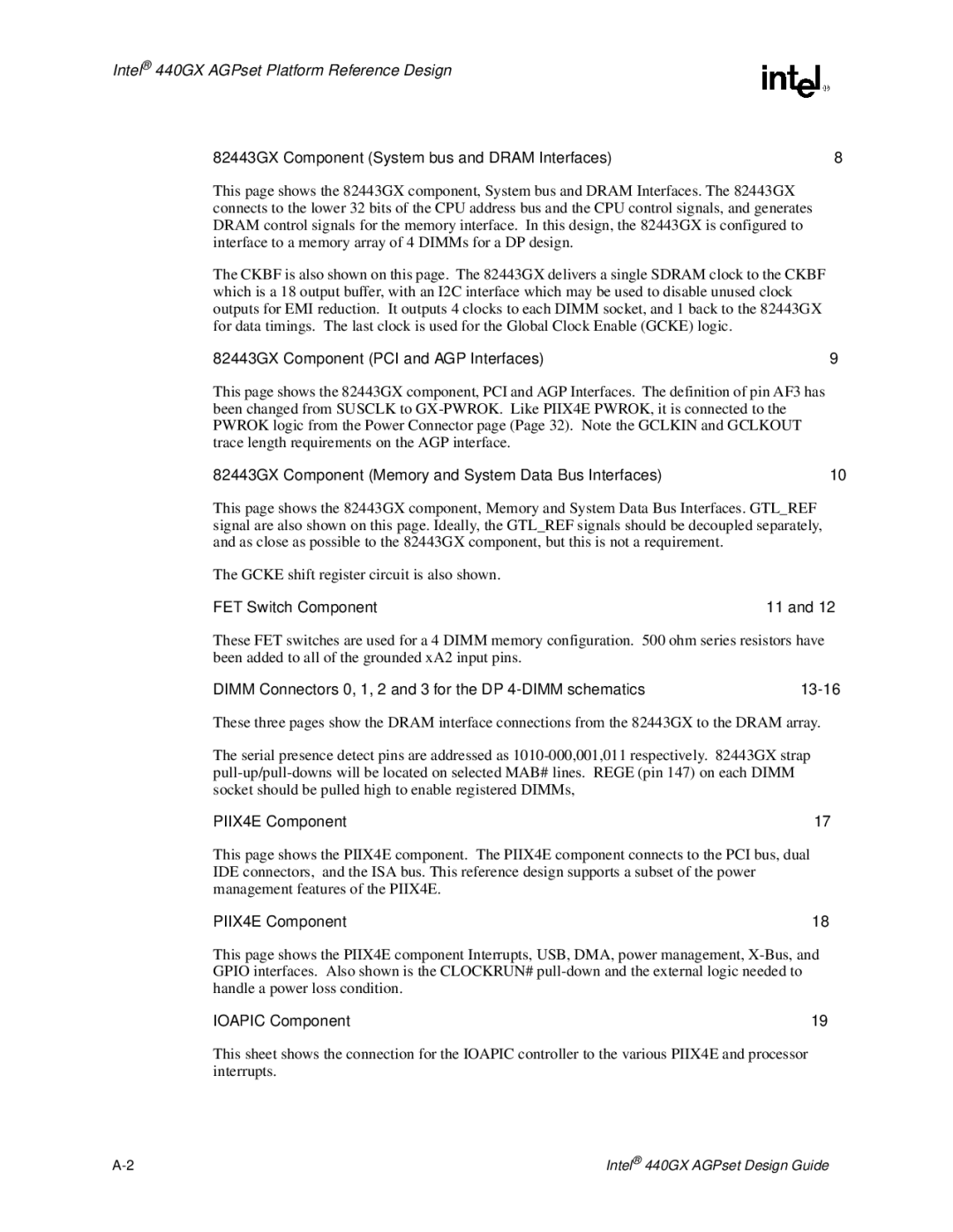 Intel 440GX manual 82443GX Component System bus and Dram Interfaces 