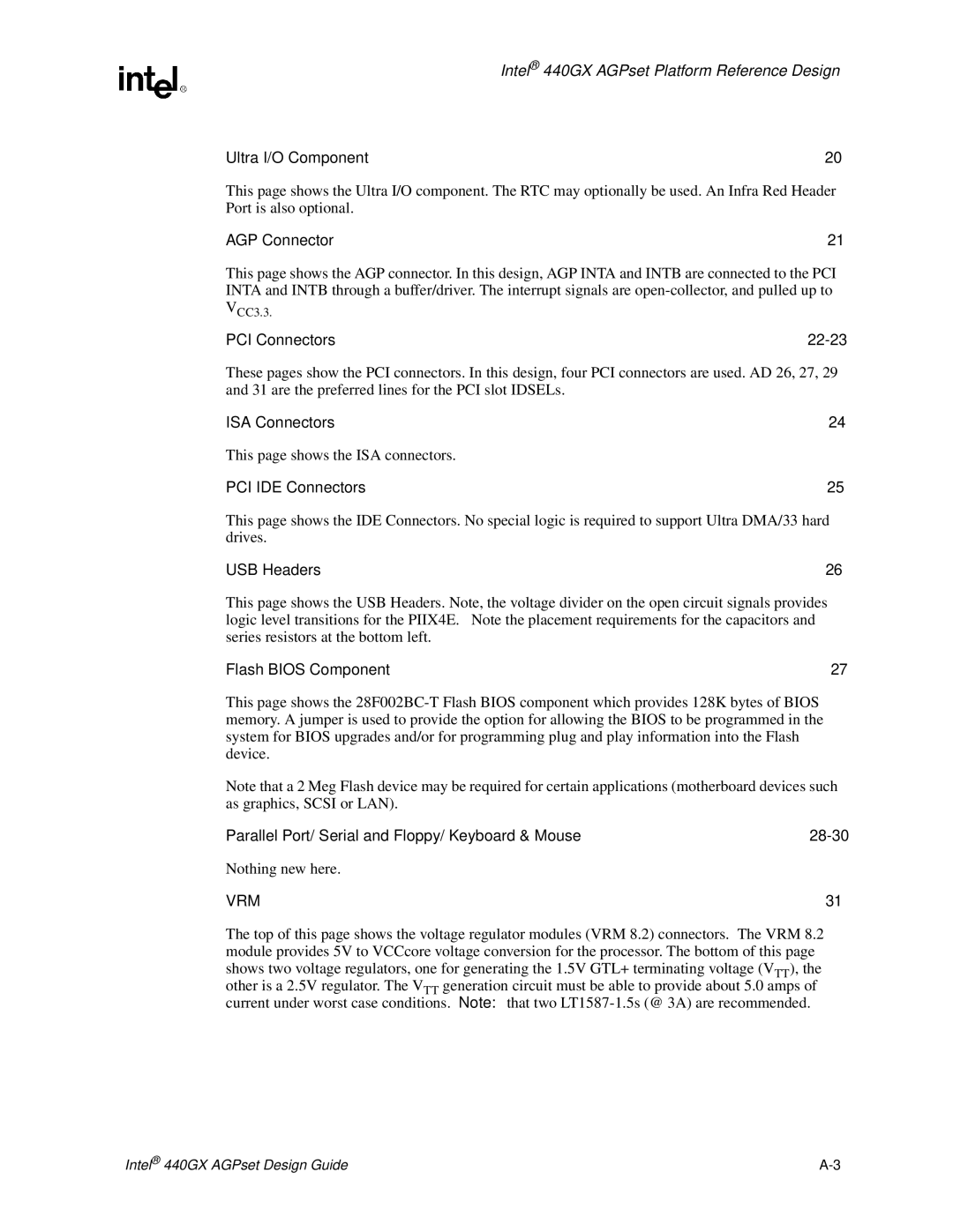 Intel 440GX manual Vrm 