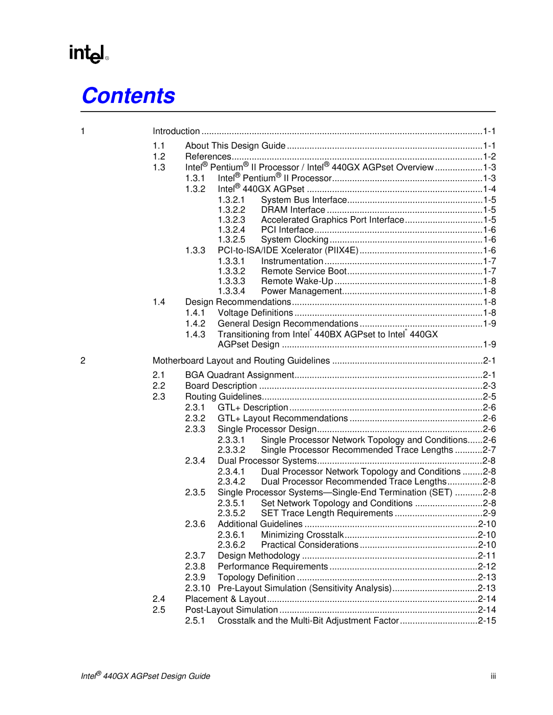 Intel 440GX manual Contents 