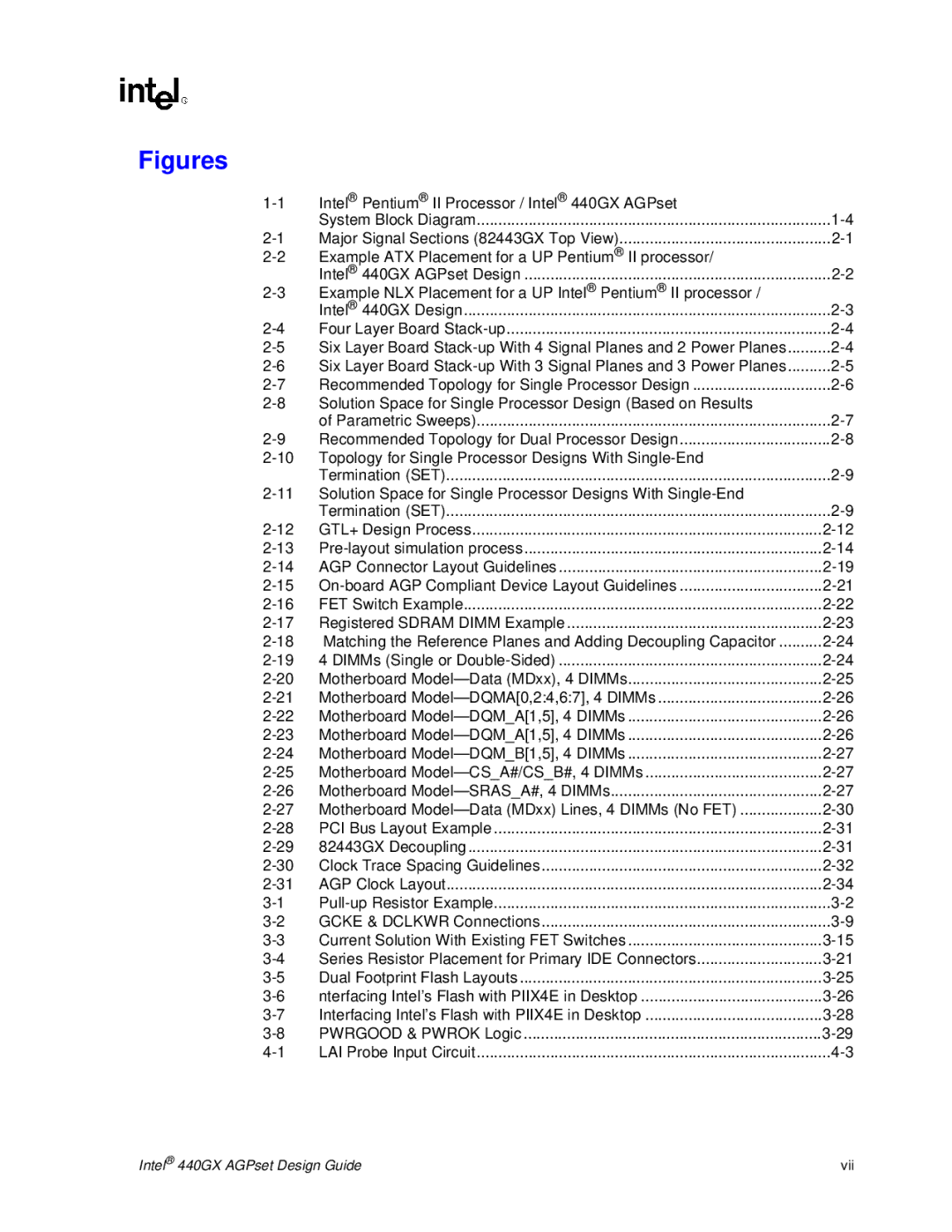 Intel manual Intel Pentium II Processor / Intel 440GX AGPset, Example ATX Placement for a UP Pentium II processor 