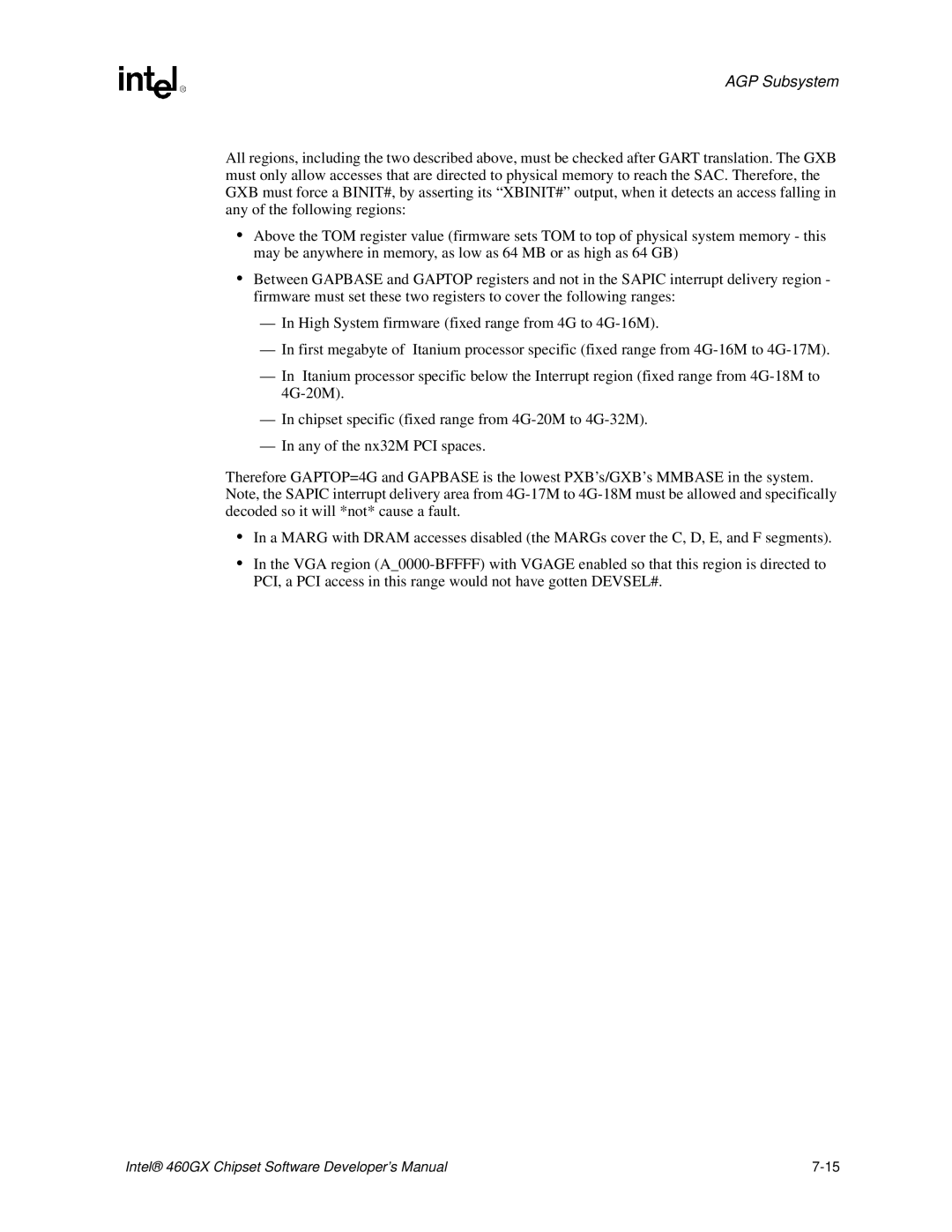 Intel 460GX manual AGP Subsystem 