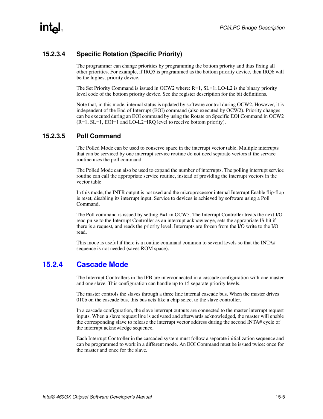 Intel 460GX manual Cascade Mode, Specific Rotation Specific Priority, Poll Command 