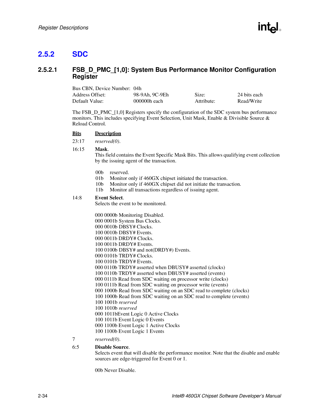 Intel 460GX manual 2 SDC 