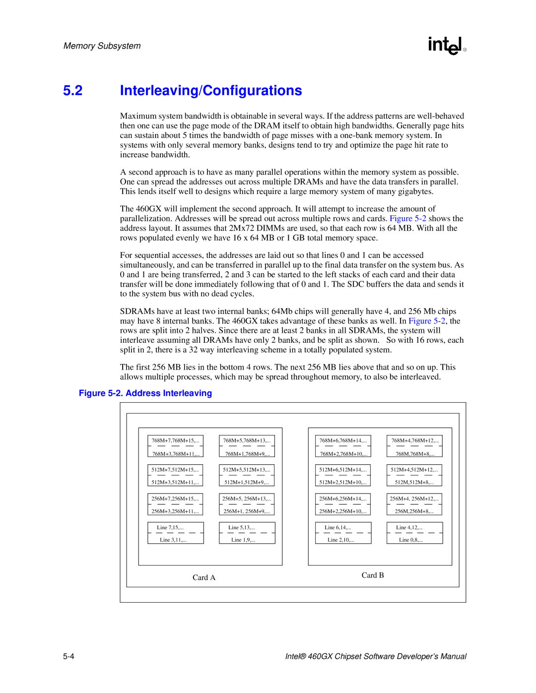 Intel 460GX manual Interleaving/Configurations, Address Interleaving 