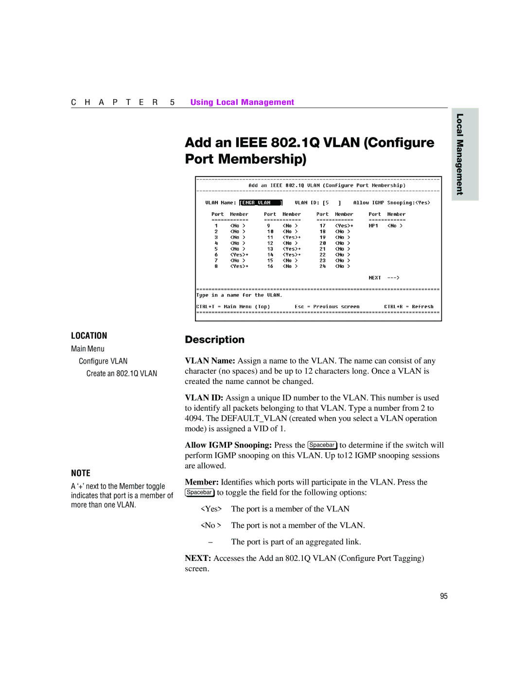 Intel 460T manual Add an Ieee 802.1Q Vlan Configure Port Membership 