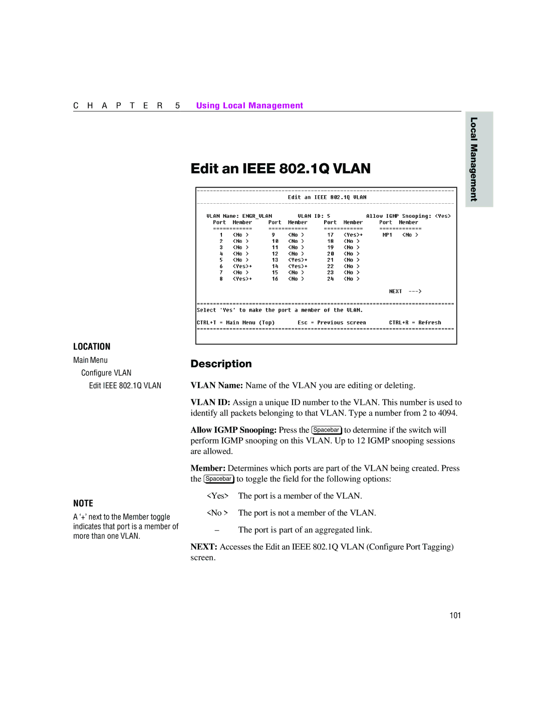 Intel 460T manual Edit an Ieee 802.1Q Vlan 