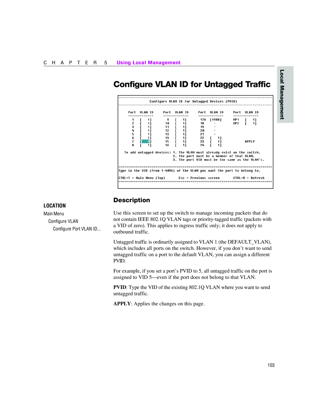 Intel 460T manual Configure Vlan ID for Untagged Traffic 