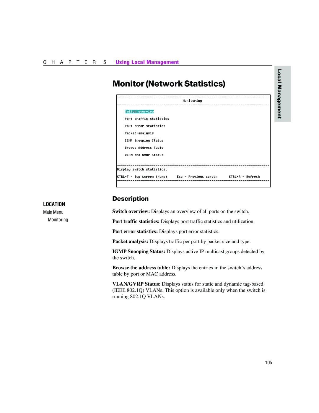 Intel 460T manual Monitor Network Statistics 