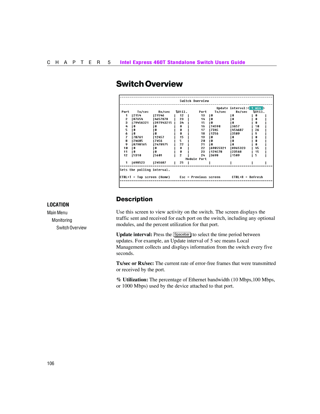 Intel 460T manual Switch Overview 