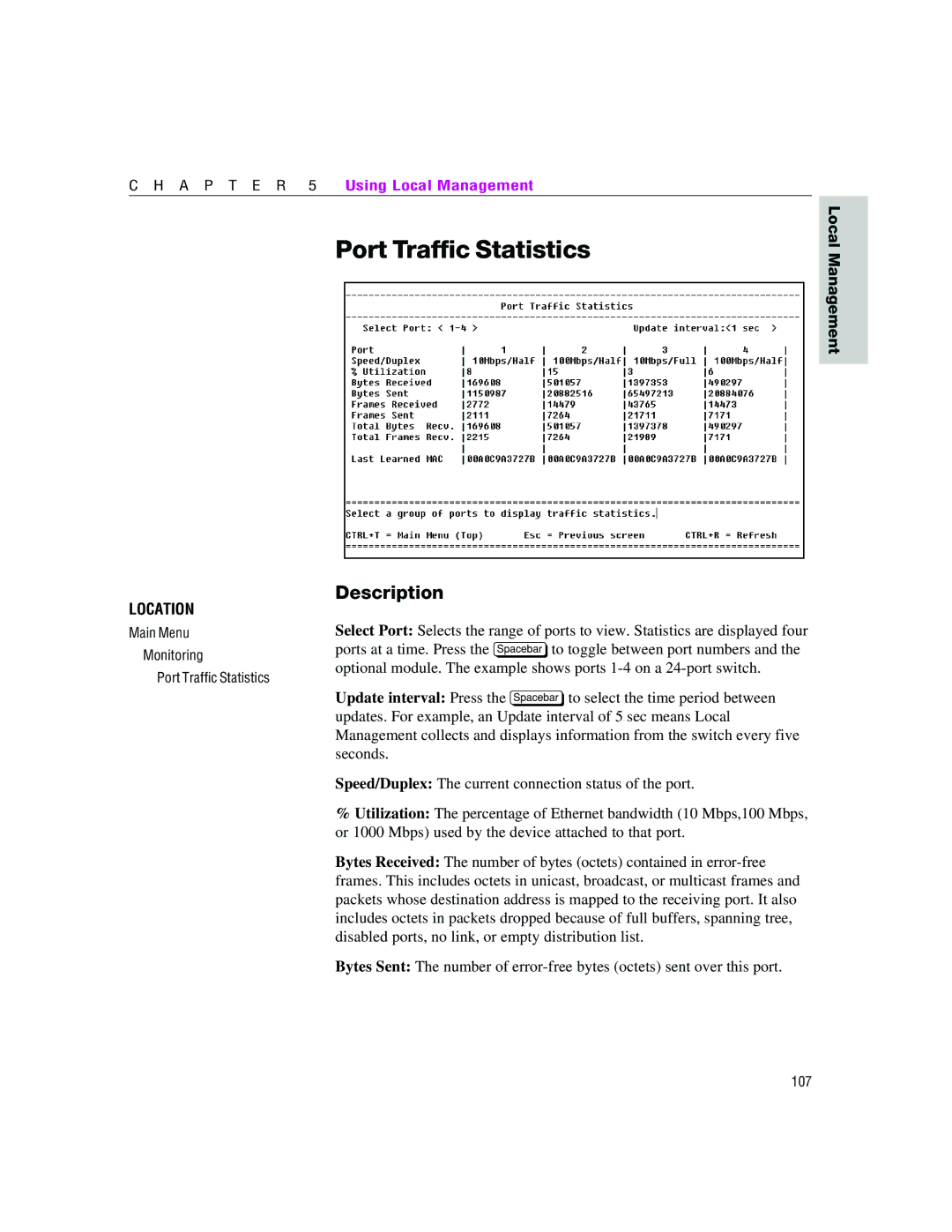 Intel 460T manual Port Traffic Statistics 