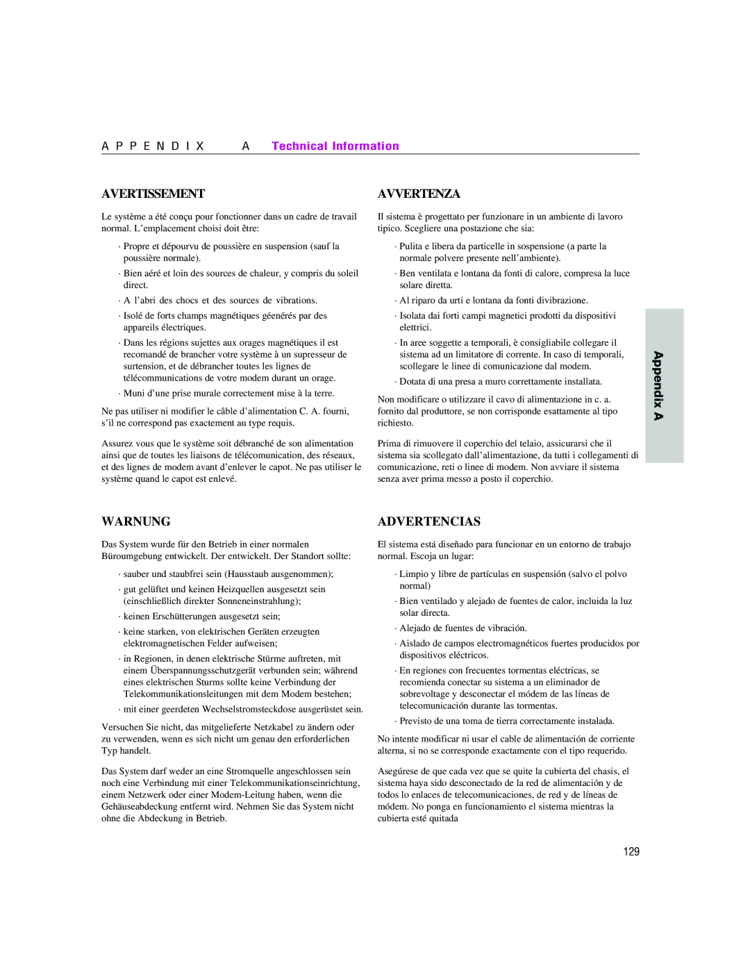 Intel 460T manual Avertissement 