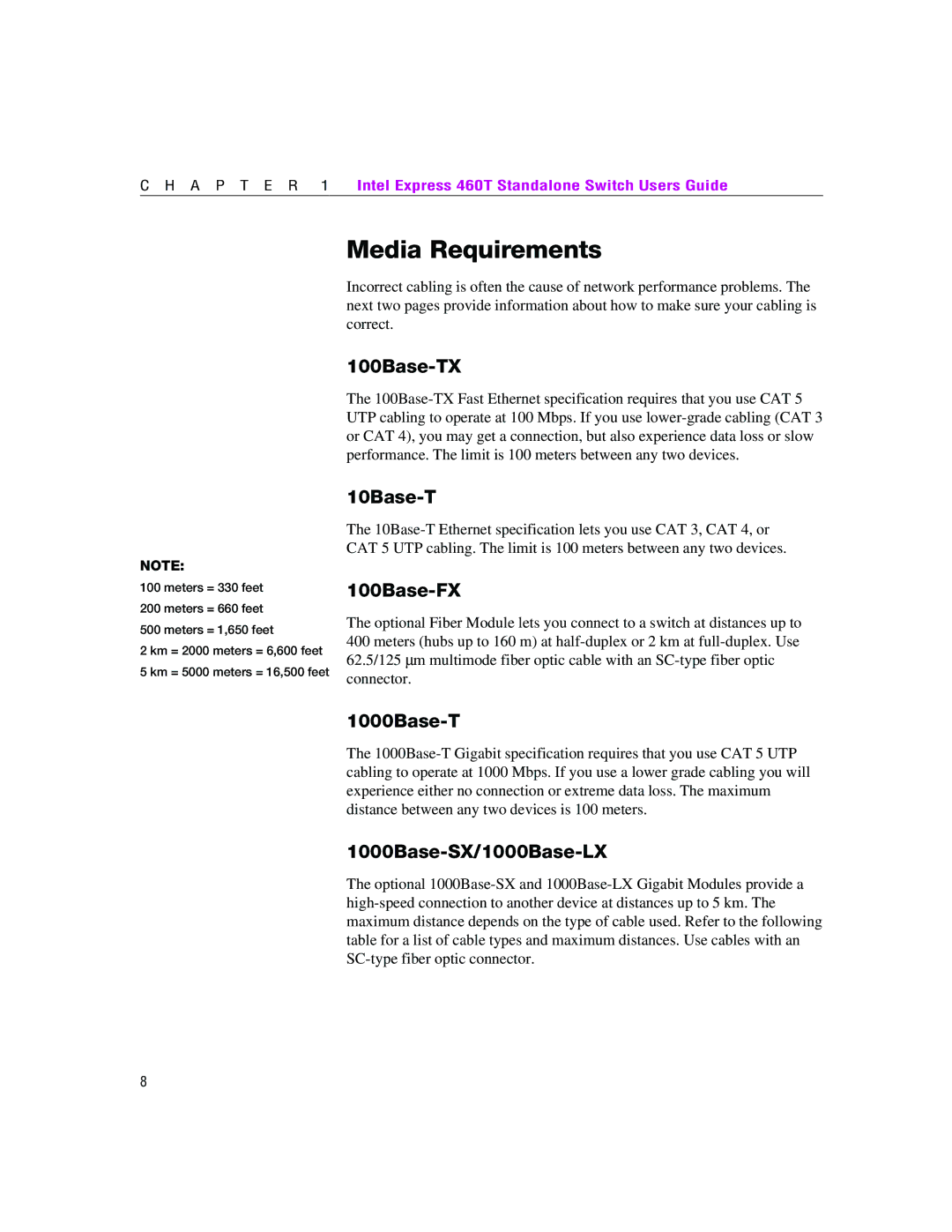 Intel 460T manual Media Requirements 