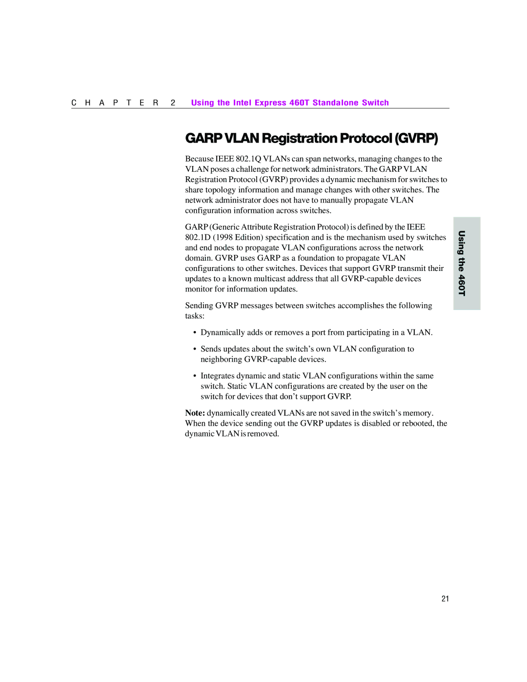 Intel 460T manual Garp Vlan Registration Protocol Gvrp 