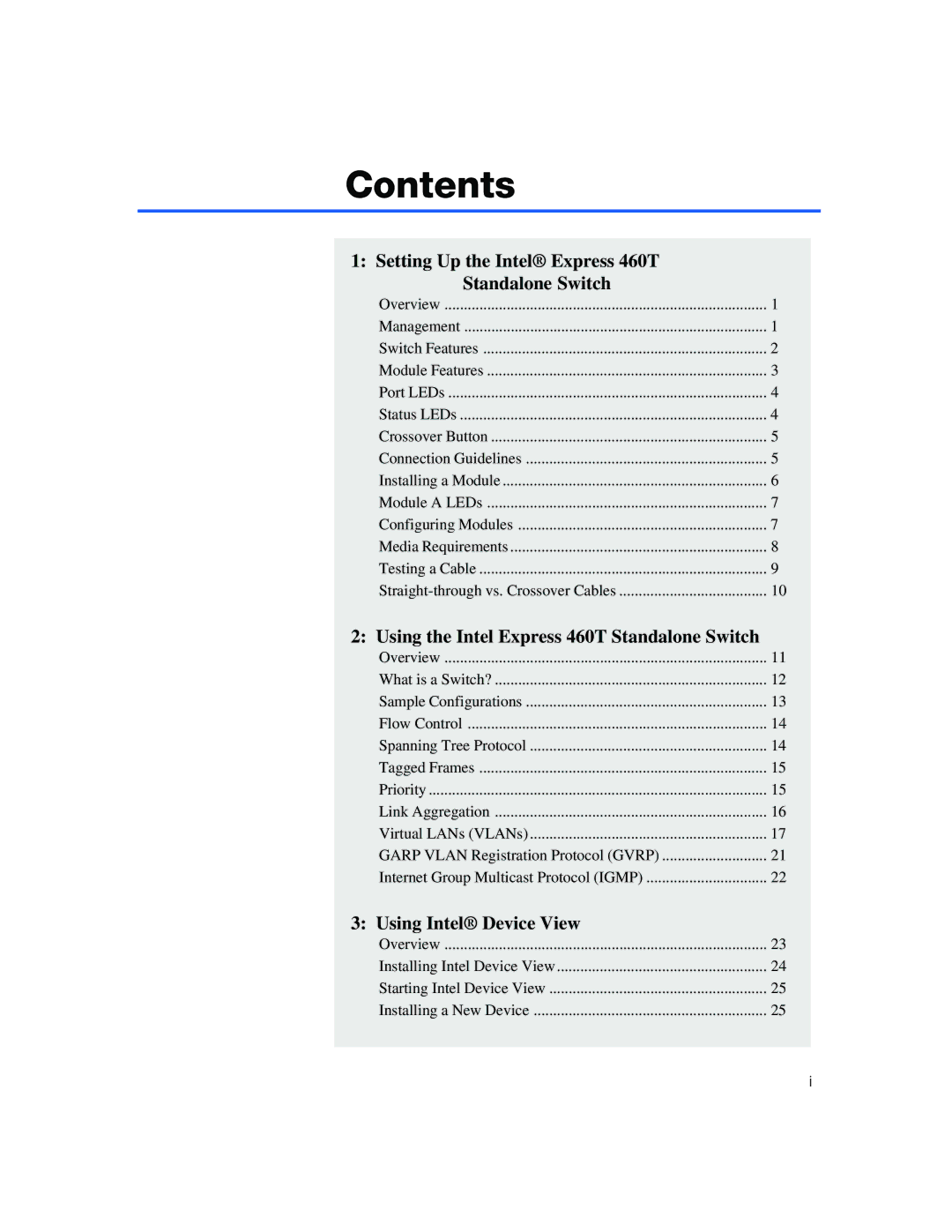 Intel 460T manual Contents 