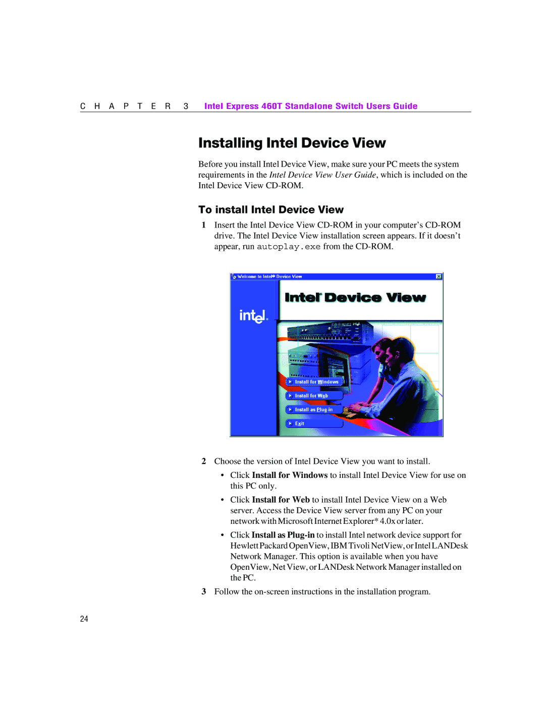 Intel 460T manual Installing Intel Device View, To install Intel Device View 