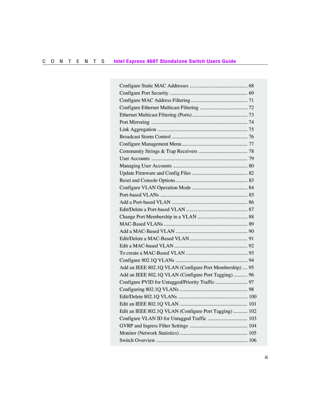 Intel 460T manual Iii 