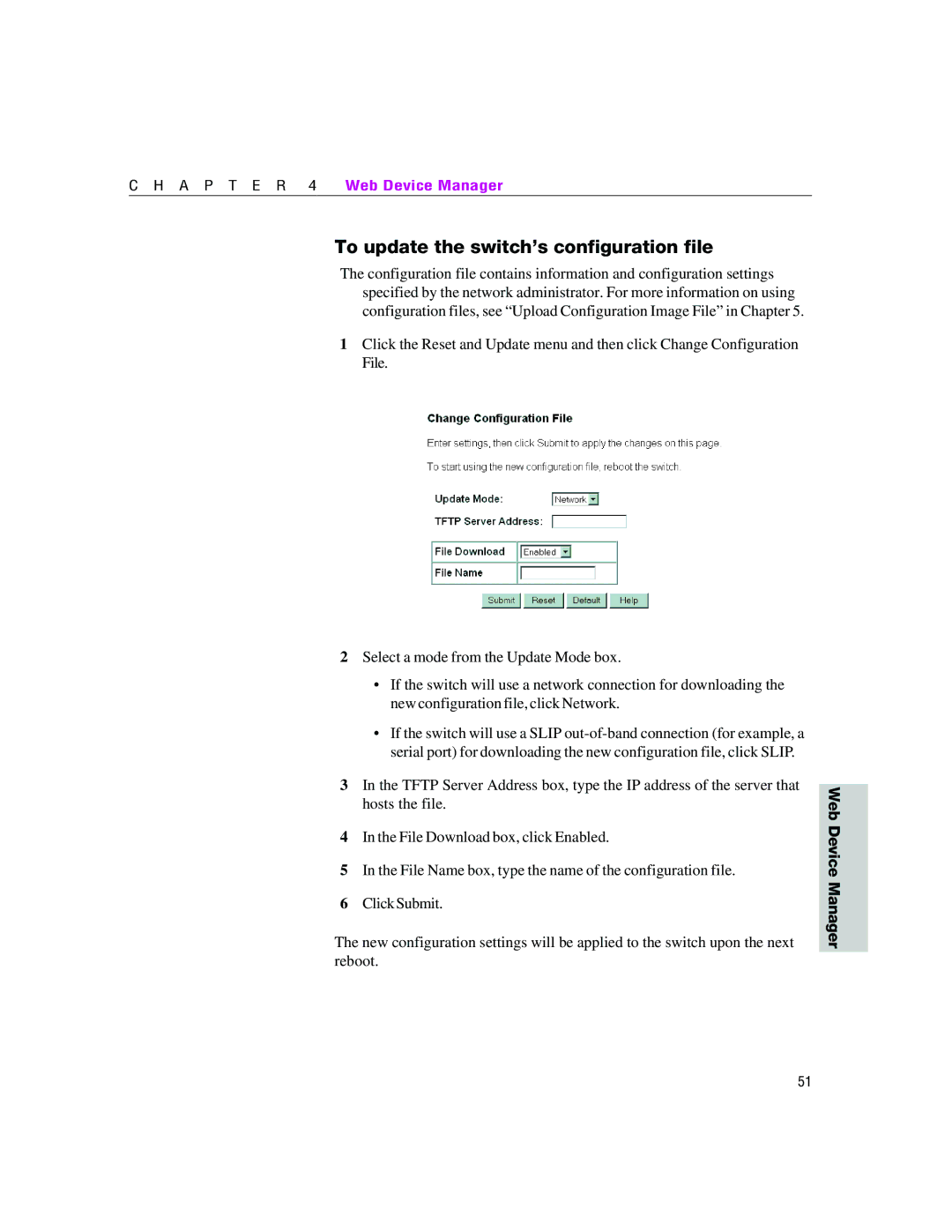 Intel 460T manual To update the switch’s configuration file 