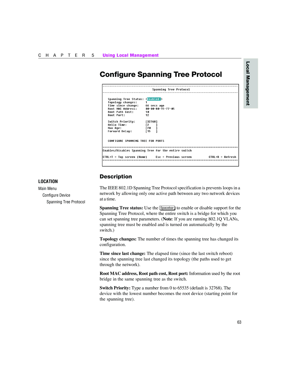 Intel 460T manual Configure Spanning Tree Protocol 