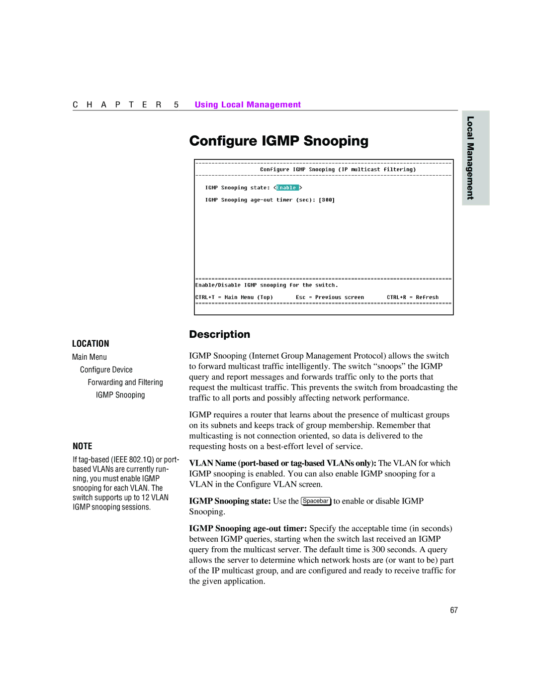 Intel 460T manual Configure Igmp Snooping 