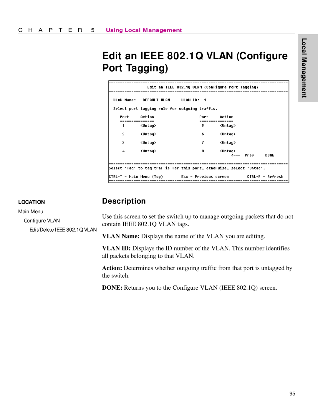 Intel 470 manual Edit an Ieee 802.1Q Vlan Configure Port Tagging 