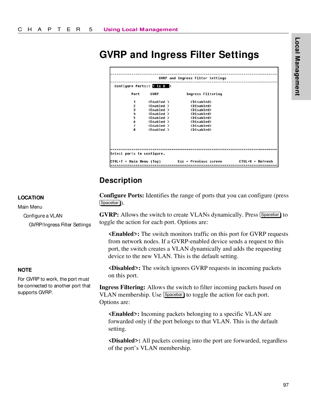 Intel 470 manual Gvrp and Ingress Filter Settings 