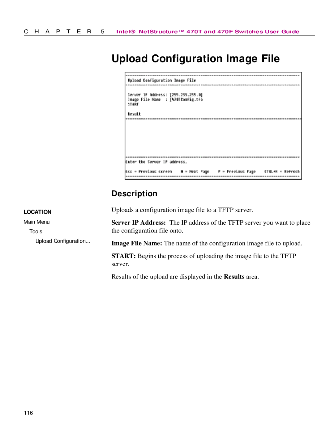 Intel 470 manual Upload Configuration Image File 