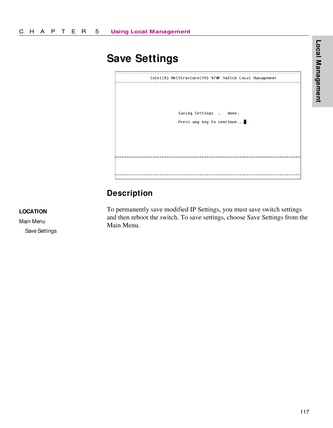 Intel 470 manual Save Settings 