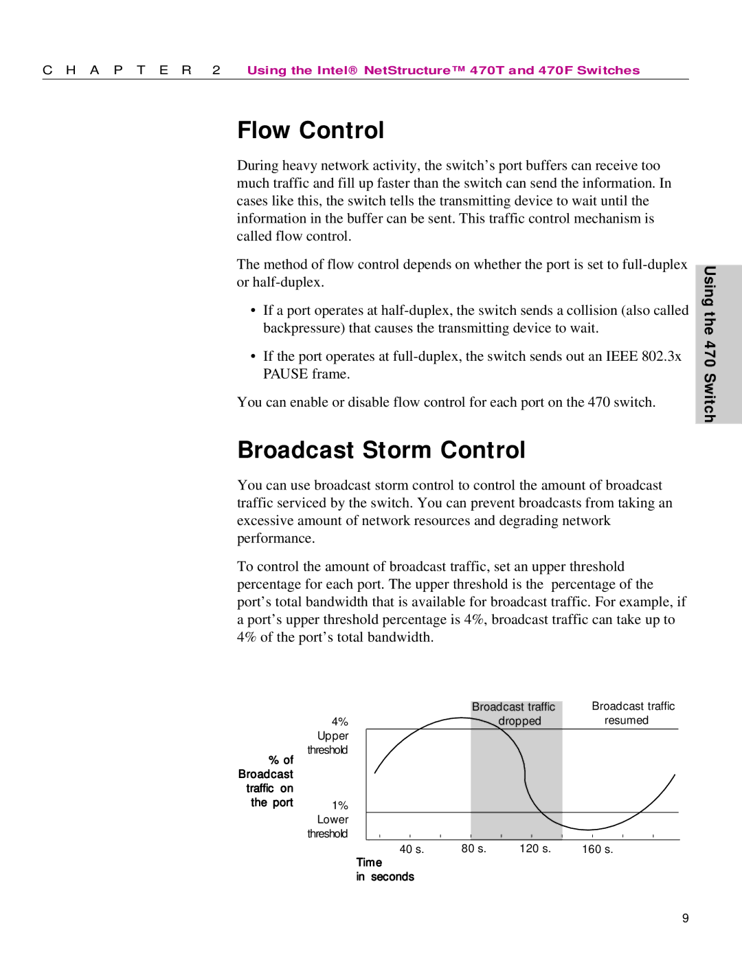 Intel 470 manual Flow Control, Broadcast Storm Control 