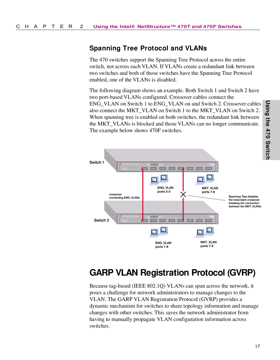 Intel 470 manual Garp Vlan Registration Protocol Gvrp, Spanning Tree Protocol and VLANs 