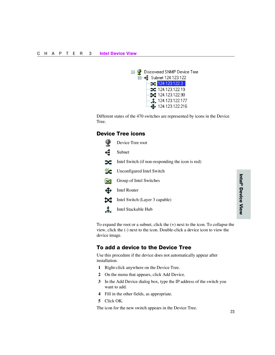 Intel 470 manual Device Tree icons, To add a device to the Device Tree 