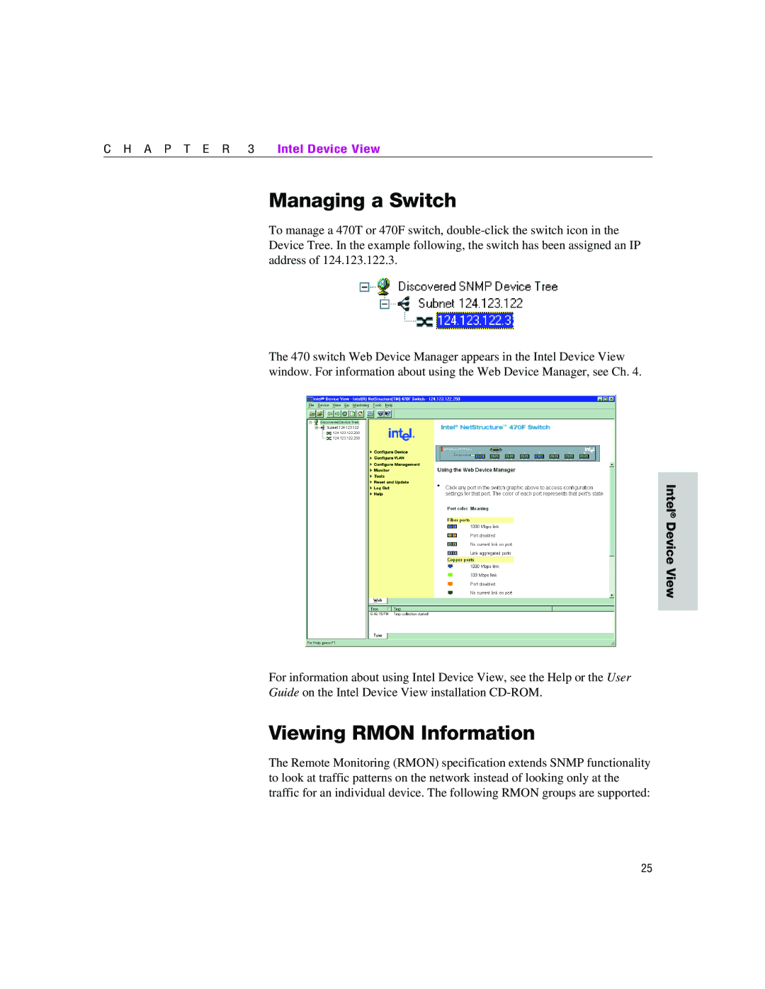 Intel 470 manual Managing a Switch, Viewing Rmon Information 