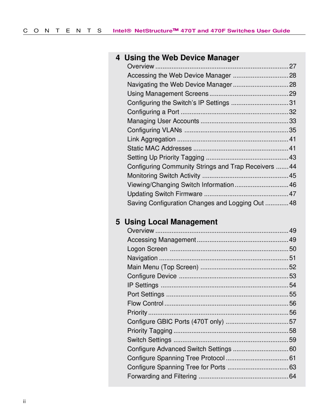 Intel 470 manual Using the Web Device Manager 