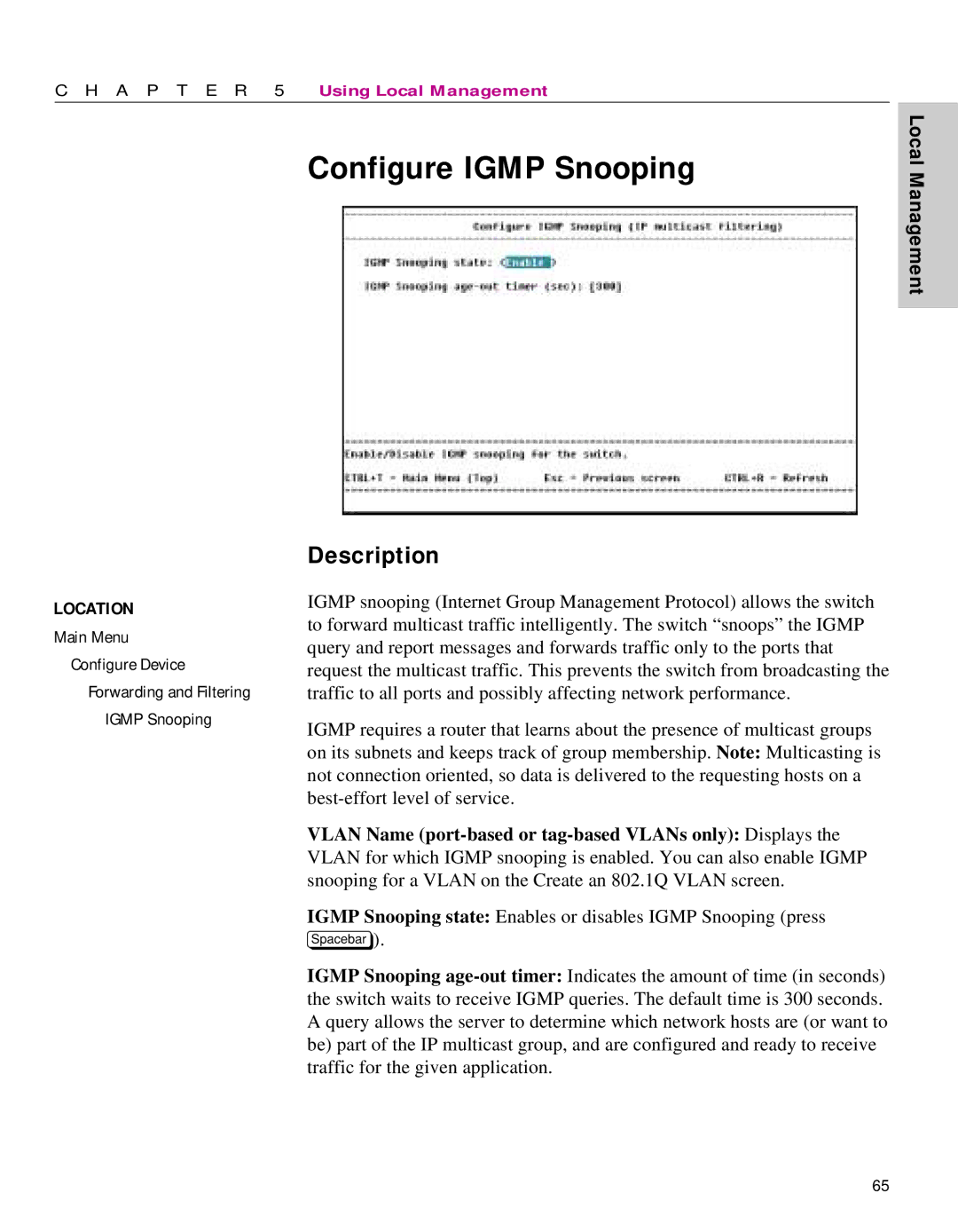 Intel 470 manual Configure Igmp Snooping 