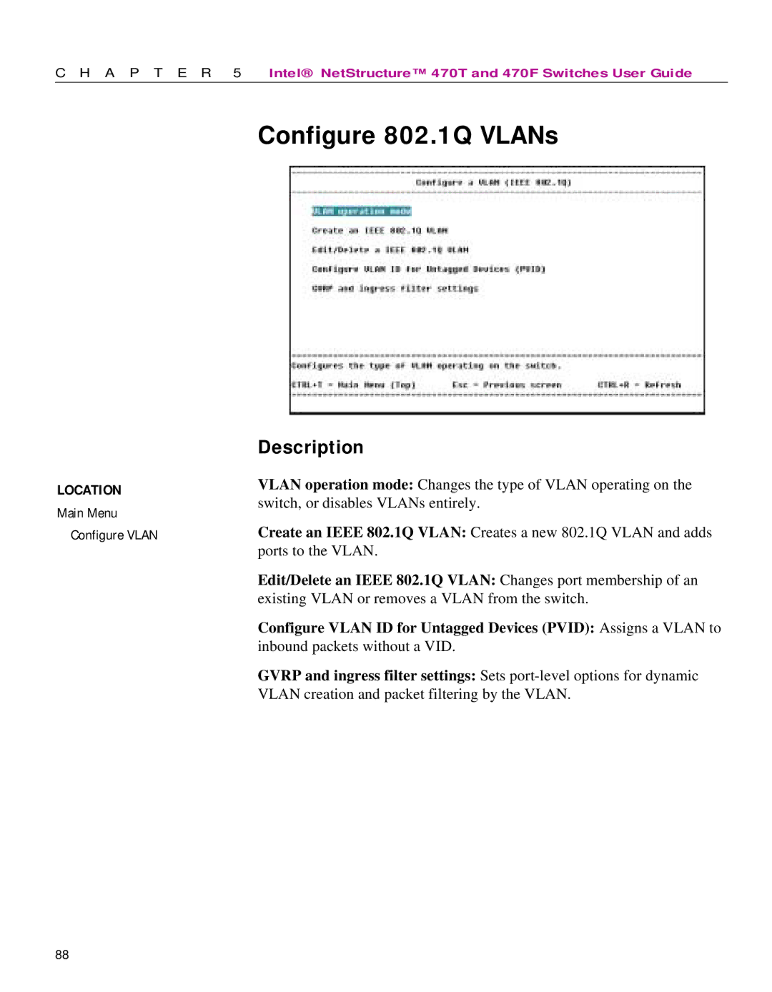 Intel 470 manual Configure 802.1Q VLANs 