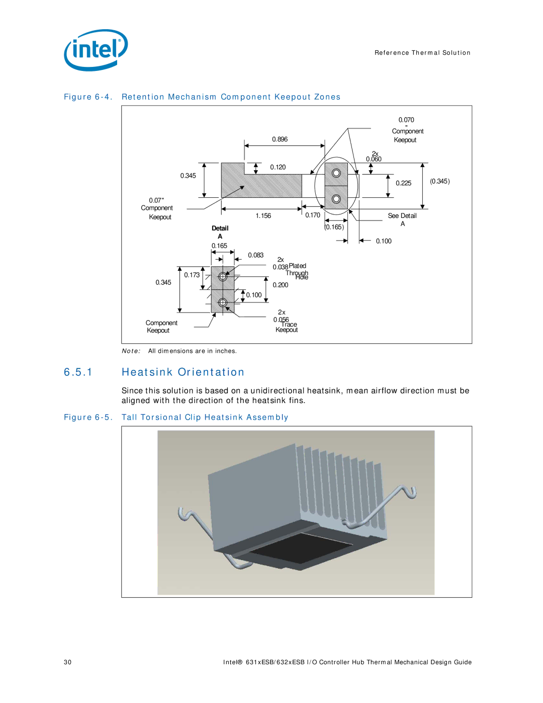 Intel 5000 manual Heatsink Orientation, Retention Mechanism Component Keepout Zones 