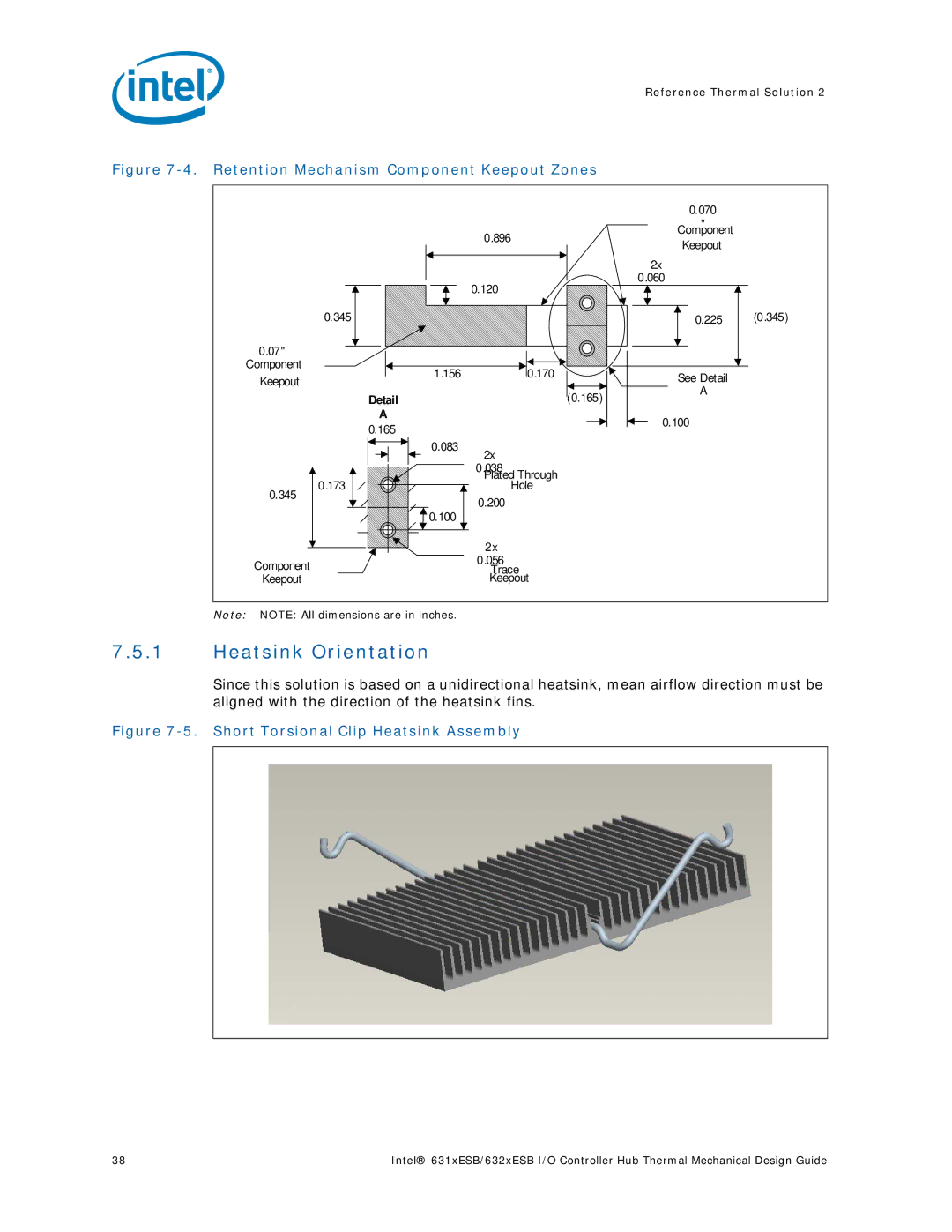 Intel 5000 manual Short Torsional Clip Heatsink Assembly 