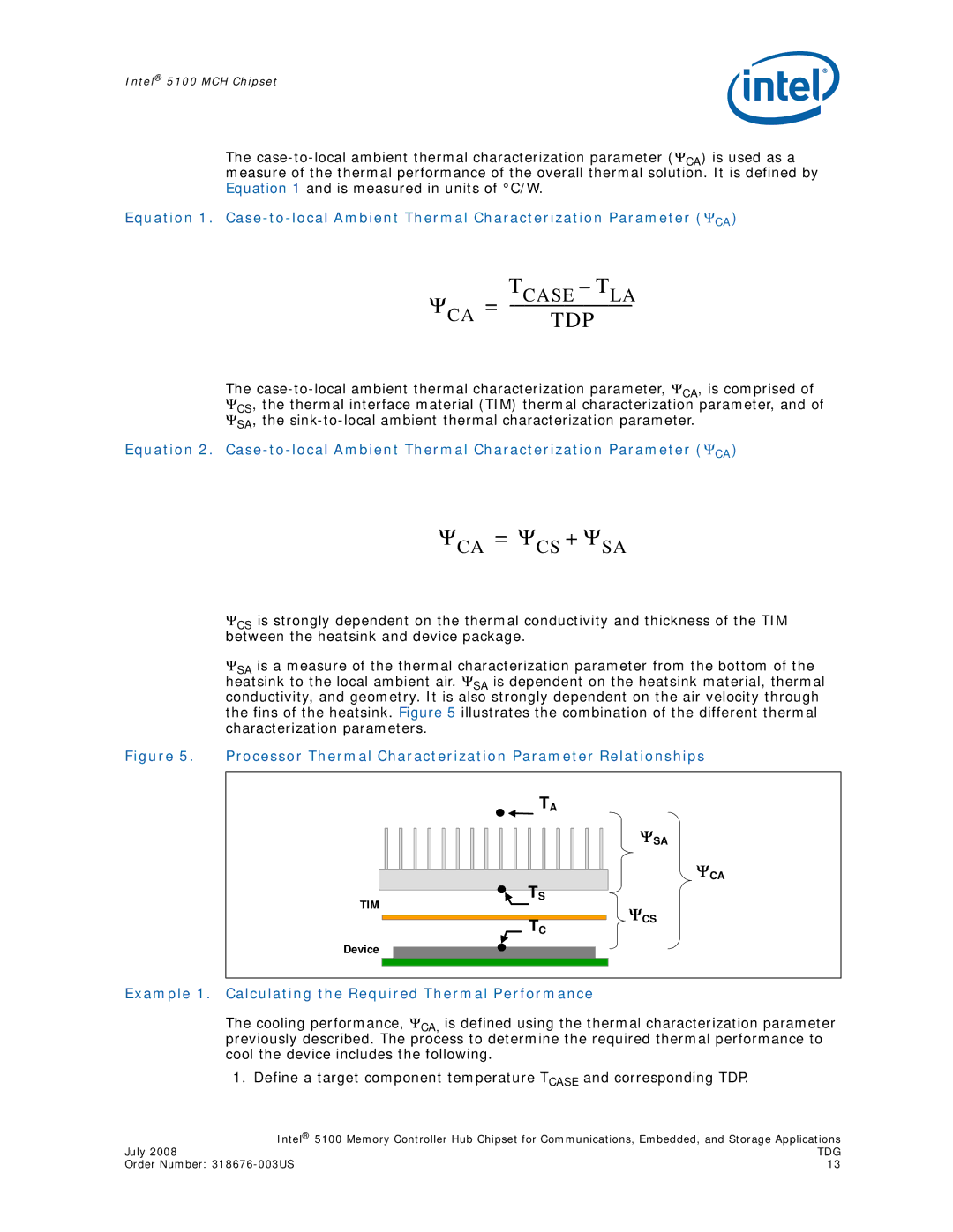 Intel 5100 manual Processor Thermal Characterization Parameter Relationships 