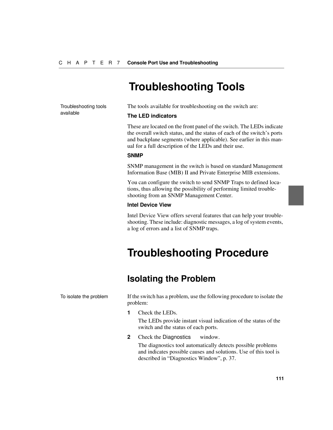 Intel 510T manual Troubleshooting Tools, Troubleshooting Procedure, Isolating the Problem 